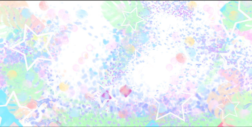 Digital drawing in pastel colors with circles, dots and stars