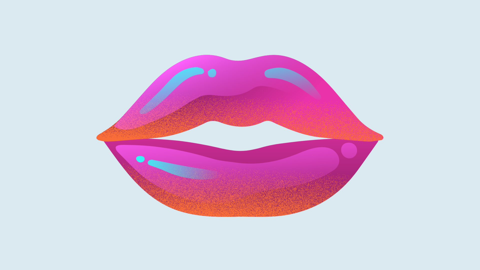 Purple lips on a light blue background